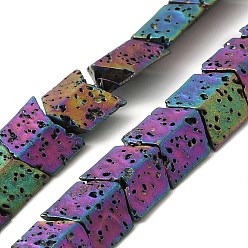 Rainbow Plated Electroplated Natural Lava Rock Beads Strands, Arrow, Rainbow Plated, 9x8.5x4mm, Hole: 1mm, about 57pcs/strand, 16.54''(42cm)