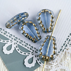 Light Sky Blue Czech Glass Beads, Teardrop, Light Sky Blue, 17x12mm