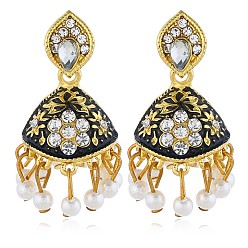 white ancient gold Retro Bohemian personality exaggerated fashion trend earrings earrings inlaid with colored gemstones