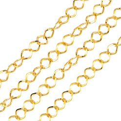 Golden Iron Twisted Chains, Unwelded, with Spool, Rhombus, Golden, 8.5x6.8x1.2mm, about 164.04 Feet(50m)/roll