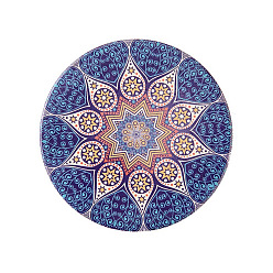 Средно-синий Коврики из фарфора, подставка с рисунком мандалы, круглые, светло-синий, 103x6 мм