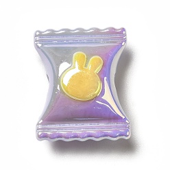 Средний Фиолетовый Двухцветное УФ-покрытие радужных переливающихся акриловых бусин, конфетка с кроликом, средне фиолетовый, 21.5x17x9.5 мм, отверстие : 3.5 мм
