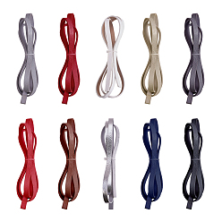 Mixed Color PandaHall Elite Imitation Leather Cords, with Back in Random Color, Mixed Color, 10x2~2.5mm, about 1.2m/strand, 10strands/set