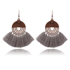 grey Bohemian Style Tassel Earrings Fashion Retro Statement Jewelry HY-6776-1