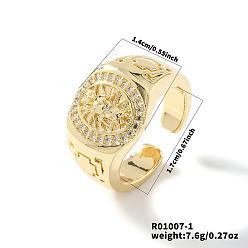 Золотой Стильное европейско-американское ретро латунное кольцо-манжета с открытой манжетой Девы Марии для женщин, золотые, внутренний диаметр: 17 мм