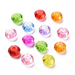 Mixed Color Transparent Acrylic Beads, Flat Round, Mixed Color, 8x5mm, Hole: 2mm, about 2800pcs/500g
