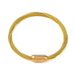 Желтый 304 Браслеты из нержавеющей стали с полиэстеровым металлическим шнуром для женщин, с внутренней частью из рыбьей нити и магнитной застежкой, ионное покрытие (ip), желтые, 7-1/4 дюйм (18.3 см)