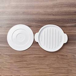 Blanc Moules à gâteaux en silicone, assiettes à sushis, avec couvercle, ronde, blanc, 200x200~240x5~21mm, diamètre intérieur: 185 mm, 2 pièces / kit