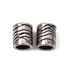 Antique Silver 316 Surgical Stainless Steel European Beads, Large Hole Beads, Column, Antique Silver, 10.5x8.5mm, Hole: 6.5mm
