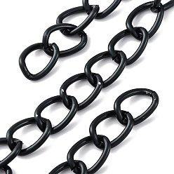 Черный Алюминиевые витой цепочки, несварные, электрофорез черный, 18x13x2.5 мм, 164 футы (50 м) / мешок