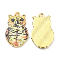 Цвет Древесины Печатные подвески сплава, золотые, сова, деревесиные, 23x14x2 мм, отверстие : 1.6 мм