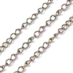 Rainbow Color Ионное покрытие (ip) 304 бордюрные цепи из нержавеющей стали, с катушкой, пайки, Радуга цветов, 4x3x0.6 мм, около 65.62 футов (20 м) / рулон