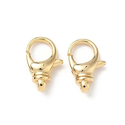 Настоящее золото 24K Карабин-лобстеры, латунные, без свинца и без кадмия, реальный 24 k позолоченный, 20x13x6 мм, отверстие : 2.5 мм