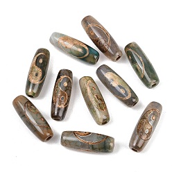 Yin-yang Pattern Тибетского стиля бусы дзи, природных бисера агат, окрашенная и подогревом, овальные, узор инь-ян, 28.5~32x10~12.5 мм, отверстие : 1.5~3 мм