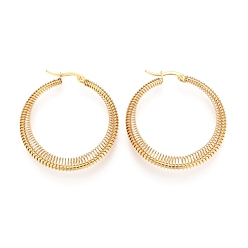 Golden 304 Stainless Steel Hoop Earrings, Hypoallergenic Earrings, Ring, Golden, 45x40x6mm, Pin: 1x0.7mm