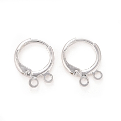925 Sterling Silver Plated 2-hole Rack Plating Brass Leverback Earring Findings, Lead Free & Cadmium Free, 925 Sterling Silver Plated, 14.5x11x1.5mm, Hole: 1.5mm, Pin: 1mm