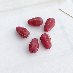 Crimson Opauqe Czech Glass Beads, Teardrop, Crimson, 13x8mm