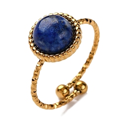 Ляпис-Лазурь Круглые натуральные кольца из лазурита, золотистый тон 304 манжеты из нержавеющей стали для унисекс, внутренний диаметр: 18 мм