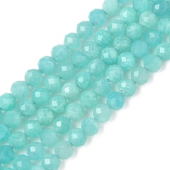Амазонит Природных амазонит бисер нитей, граненые, круглые, класс АА, 4 мм, отверстие : 1 мм, около 95 шт / нитка, 15.35 дюйм (39 см)