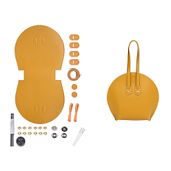 Goldenrod DIY Purse Making Kit, Including Cowhide Leather Bag Accessories, Iron Needles, Snap Buttons, Screw Sets, Carbon Steel Puncher & Chassis, Goldenrod, 32.5cm