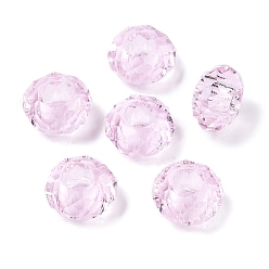 Бледно-Розовый Стеклянные шампала бусины, бусины с большим отверстием, Без металлического сердечника, рондель, розовый жемчуг, 14x8 мм, отверстие : 5 мм