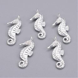Silver Tibetan Style Alloy Charms, Lead Free & Cadmium Free, SeaHorse, Silver, 22x9x3mm, Hole: 1.5mm