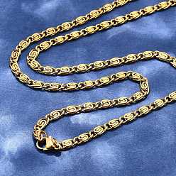 Золотой 304 из нержавеющей стали lumachina цепи ожерелья, золотые, 19.68 дюйм (50 см), 3.5~4 мм