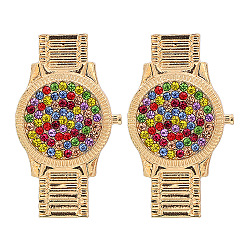 Gold + Color Minimalist and Elegant Watch Design with Creative Ear Studs for Women.
