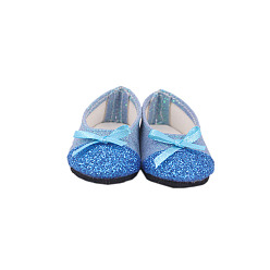 Deep Sky Blue Imitation Leather Doll Flat Shoes, with Bowknot, for 18 "American Girl Dolls Accessories, Deep Sky Blue, 75x45mm