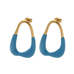 Стально-синий 304 серьги из нержавеющей стали эмаль, ионное покрытие (ip), самородки, золотые, стальной синий, 30.5x22.5 мм