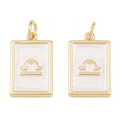 Libra Brass Enamel Pendants, Rectangle Charms, Rack Plating, Cadmium Free & Lead Free, Long-Lasting Plated, Golden, Libra Charms, 17.5x11x2mm, Hole: 3mm