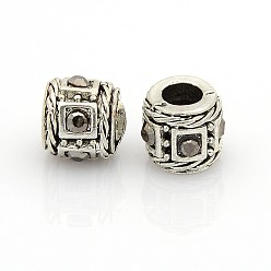 Гематит Старинные антикварные серебряные цинковый сплав горный хрусталь европейские шарики, крупные бусины столбцов дыра, струи гематита, 11x9 мм, отверстие : 6 мм