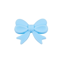 Light Sky Blue Bowknot Food Grade Silicone Beads, Chewing Beads For Teethers, DIY Nursing Necklaces Making, Light Sky Blue, 16x26mm