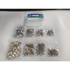 (52) Непрозрачная лаванда 160шт 8 стиль пришивать стразами, многожильных ссылки, стекло горный хрусталь, с латунными зубцами в платиновых тонах, аксессуары для одежды, граненые, лошадиный глаз , разноцветные, 8~15x4~7x3.5~5 мм, отверстие : 0.8~1 мм, 20 шт / стиль