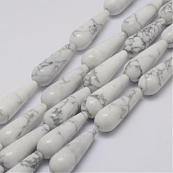 Howlite Natural Howlite Strands, teardrop, 30x10mm, Hole: 1mm, about 13pcs/strand, 14.9 inch(38cm)