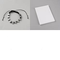 Черный 12 Браслеты из сплава в форме овальной бусины с изображением Святого Бенедикта и креста., Регулируемые браслеты из вощеного шнура с бусинами для мужчин и женщин, чёрные, внутренний диаметр: 2~3-3/8 дюйм (5~8.7 см)