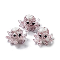 Rosy Brown Handmade Lampwork Beads, with Enamel, Octopus, Rosy Brown, 13.5~15x20.5~24.5x21.5~24.5mm, Hole: 1.6~2mm