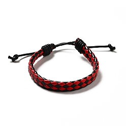 Colorful PU Imitation Leather Braided Cord Bracelets for Women, Adjustable Waxed Cord Bracelets, Colorful, 3/8 inch(0.9cm), Inner Diameter: 2-3/8~3-1/2 inch(6.1~8.8cm)