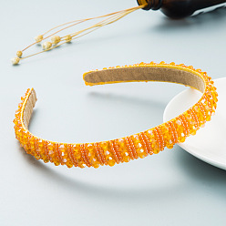 Orange Bling Bling Glass Beaded Hairband, Party Hair Accessories for Women Girls, Orange, 12mm