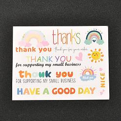 Colorful Thank You Sticker, Coated Paper Stickers, with Word Thank You & Rainbow Pattern, for Envelope Gift Bag Decoration, Colorful, 10.3x13.3x0.02cm
