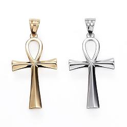 Mixed Color 304 Stainless Steel Pendants, Ankh Cross, Mixed Color, 44.5x25x2.5mm, Hole: 5x8.5mm