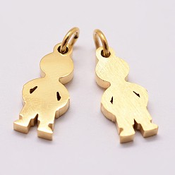 Real 18K Gold Plated 316 Surgical Stainless Steel Pendants, Boy Silhouette Pendants, Real 18K Gold Plated, 16x7x2mm, Hole: 3mm