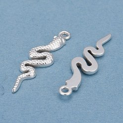 Silver 304 Stainless Steel Pendants, Snake, Silver, 31x8x2.3mm, Hole: 1.8mm
