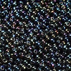 (DP455) Metallic Variegated Blue Iris Миюки 3.4мм капельные бусины, японский бисер, Ирис, (dp455) металлический пестрый синий ирис, 3.4x3 мм, отверстие : 0.65 мм, Около 900 шт / 50 г