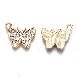 Кристалл Подвески из сплава , со стразами, без кадмия, без никеля и без свинца, бабочки прелести, золотой свет, кристалл, 15x17x2.5 мм, отверстие : 1.6 мм