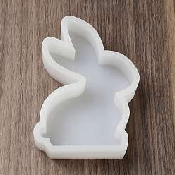 White Rabbit Display Decoration DIY Silicone Molds, Resin Casting Molds, for UV Resin, Epoxy Resin Craft Making, White, 125x80x32mm