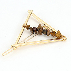 Тигровый глаз Заколки для волос из сплава, с глаз тигра, аксессуары для волос для женщин и девочек, треугольные, 60x55x40 мм