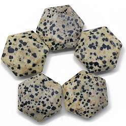 Далматинских Джаспер Натуральные далматинские камни для беспокойства из яшмы, массажные инструменты, граненый шестиугольник, 28x25 мм