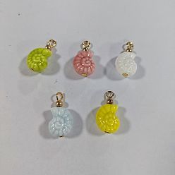 (52) Непрозрачная лаванда 5шт. фарфоровые подвески в форме ракушки, с железной фурнитурой, золотые, разноцветные, 23.3x12 мм, отверстие : 2.8 мм