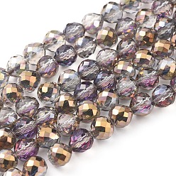 Golden Plated Electroplate Glass Beads Strands, Half Plated, Faceted, Strawberry, Golden Plated, 6~6.5x6mm, Hole: 1.2mm, about 78pcs/strand, 18.9 inch(48cm)